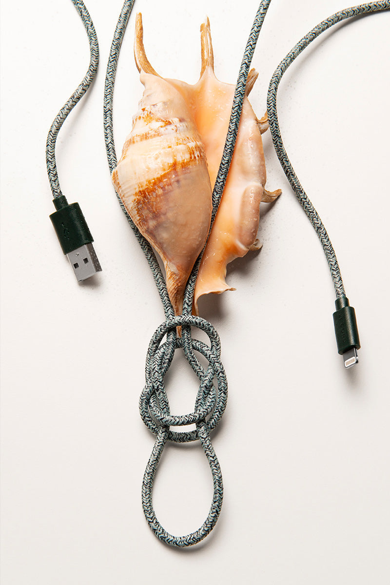 Green iPhone Lightning cable · 2 meter · Made of recycled fishing nets-1