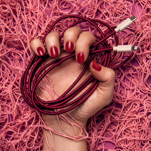 Plum iPhone Lightning cable · 2 meter · Made of recycled fishing nets-1