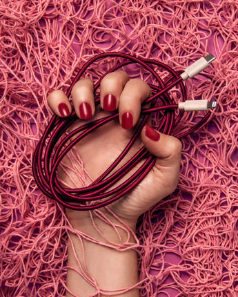 Plum iPhone Lightning cable · 2 meter · Made of recycled fishing nets-1